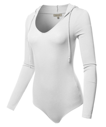 Women's Casual Luxury Sexy Solid Hoodie Long Sleeve Bodysuit