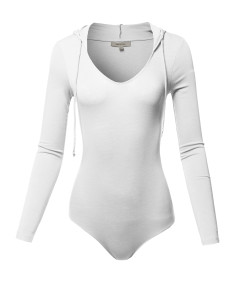 Women's Casual Luxury Sexy Solid Hoodie Long Sleeve Bodysuit