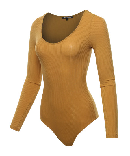 Women's Classic Rib Long Sleeve Scoop Neck Bodysuit