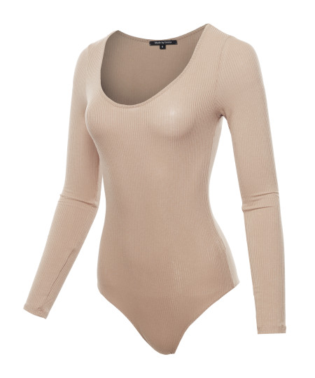 Women's Classic Rib Long Sleeve Scoop Neck Bodysuit