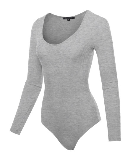 Women's Classic Rib Long Sleeve Scoop Neck Bodysuit