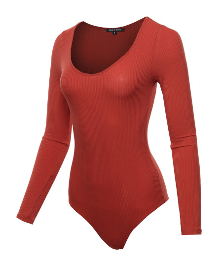 Women's Classic Rib Long Sleeve Scoop Neck Bodysuit