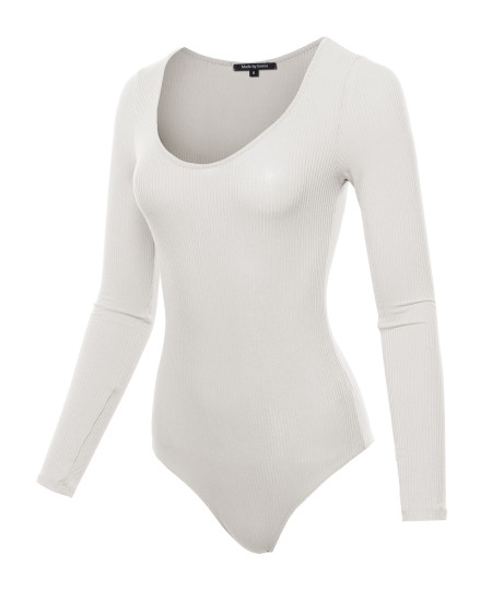 Women's Classic Rib Long Sleeve Scoop Neck Bodysuit