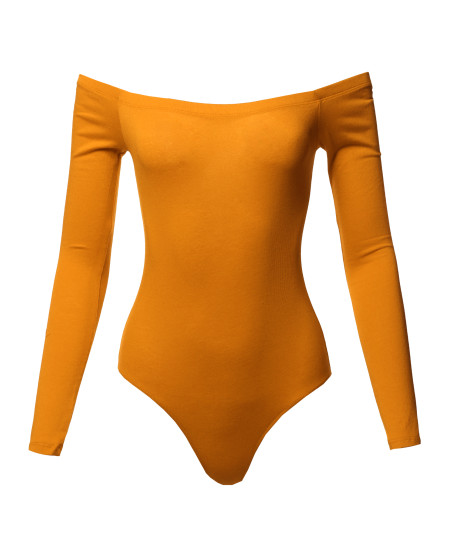 Women's Casual Sexy Solid Off Shoulder Long Sleeve Bodysuit