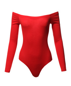 Women's Casual Sexy Solid Off Shoulder Long Sleeve Bodysuit