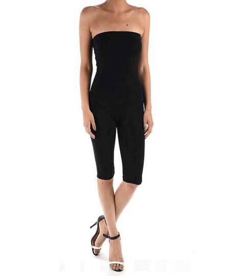 Women's Solid Cotton Tube Top Bermuda Bodysuit