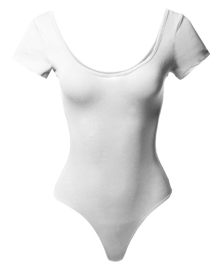 Women's Classic Solid Cap Sleeve Scoop Neck Bodysuit