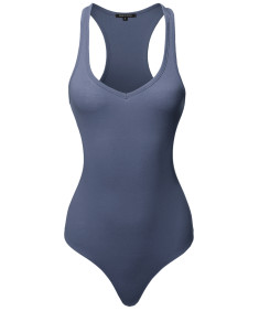 Women's Classic Solid Sleeveless V-Neck Bodysuit