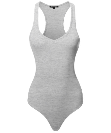 Women's Classic Solid Sleeveless V-Neck Bodysuit