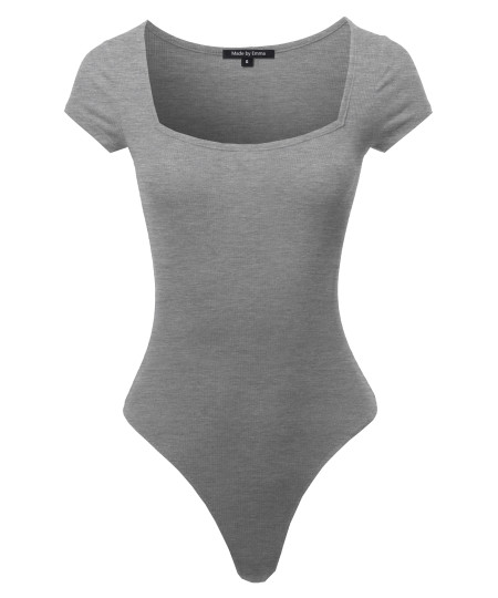 Women's Solid Square Neck-line Bodysuit