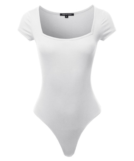 Women's Solid Square Neck-line Bodysuit