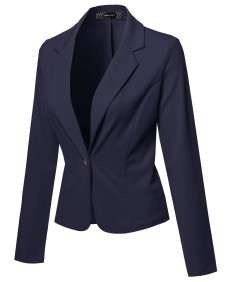 Women's Classic Formal Casual Stylish Long  Sleeve Gold Button Blazer 