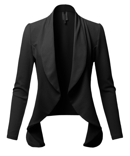 Women's Casual Work Office Open Front Style Long Sleeves Blazer Jacket - Made in USA