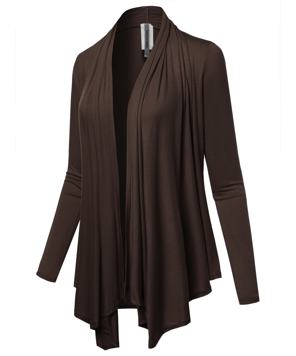 Women's Solid Jersey Knit Draped Open Front Short Sleeves Cardigan ...
