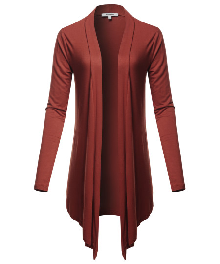 Women's Drapey Open Front Long Sleeve Cardigan