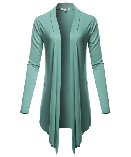 Women's Drapey Open Front Long Sleeve Cardigan