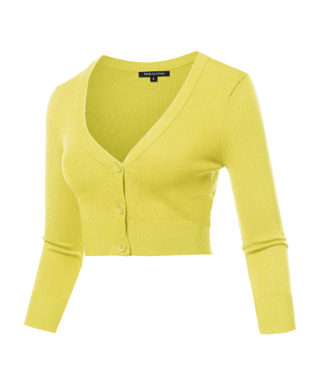 Women's Solid V-Neck Bolero Cropped Cardigan