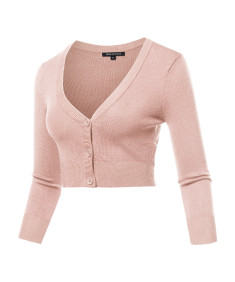 Women's Solid V-Neck Bolero Cropped Cardigan