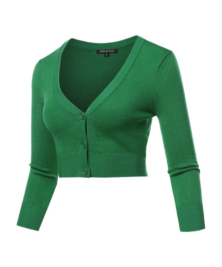 Women's Solid V-Neck Bolero Cropped Cardigan