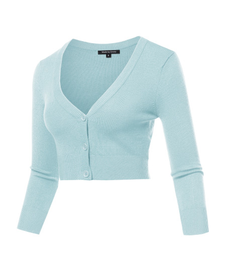 Women's Solid V-Neck Bolero Cropped Cardigan