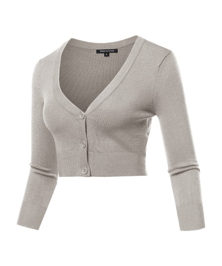 Women's Solid V-Neck Bolero Cropped Cardigan