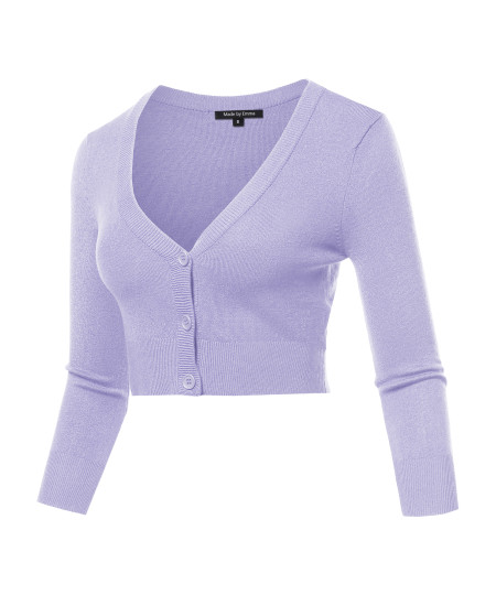 Women's Solid V-Neck Bolero Cropped Cardigan