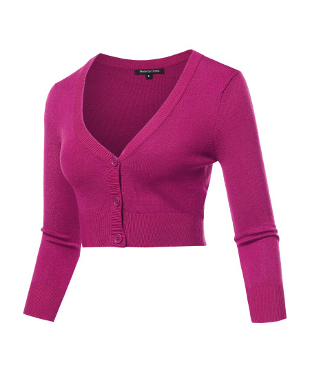 Women's Solid V-Neck Bolero Cropped Cardigan