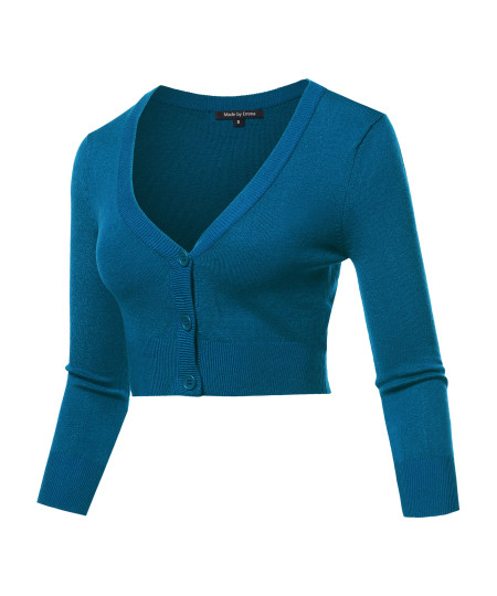 Women's Solid V-Neck Bolero Cropped Cardigan