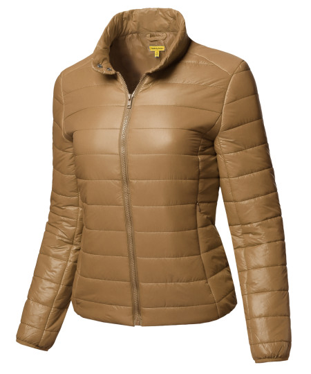 Women's Lightweight Solid Basic Outdoor Sports Quilted Puffer Jacket