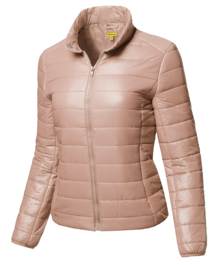 Women's Lightweight Solid Basic Outdoor Sports Quilted Puffer Jacket