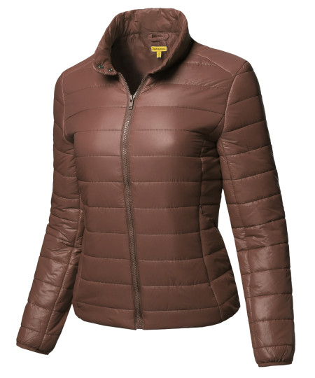 Women's Lightweight Solid Basic Outdoor Sports Quilted Puffer Jacket