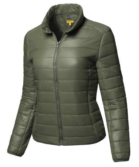 Women's Lightweight Solid Basic Outdoor Sports Quilted Puffer Jacket