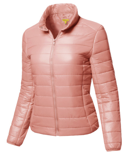 Women's Lightweight Solid Basic Outdoor Sports Quilted Puffer Jacket