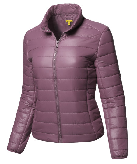 Women's Lightweight Solid Basic Outdoor Sports Quilted Puffer Jacket