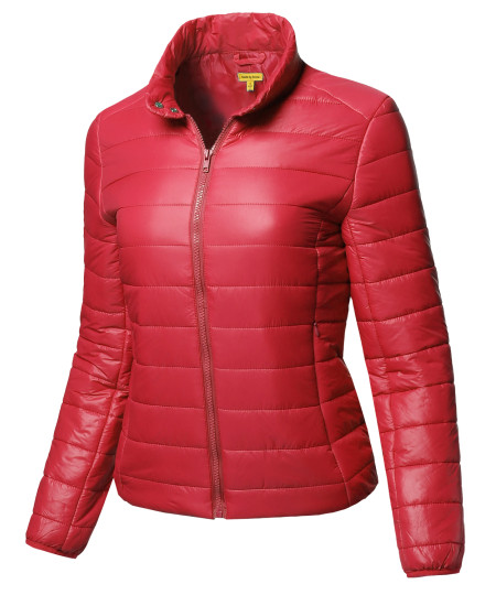 Women's Lightweight Solid Basic Outdoor Sports Quilted Puffer Jacket