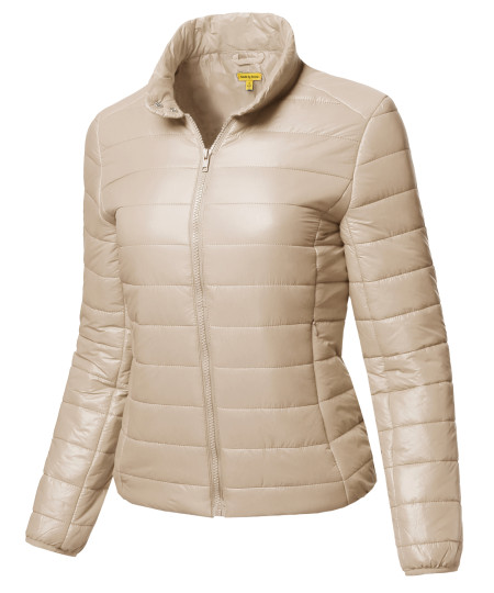 Women's Lightweight Solid Basic Outdoor Sports Quilted Puffer Jacket