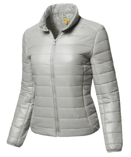 Women's Lightweight Solid Basic Outdoor Sports Quilted Puffer Jacket