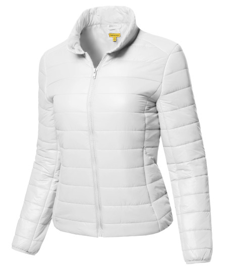 Women's Lightweight Solid Basic Outdoor Sports Quilted Puffer Jacket