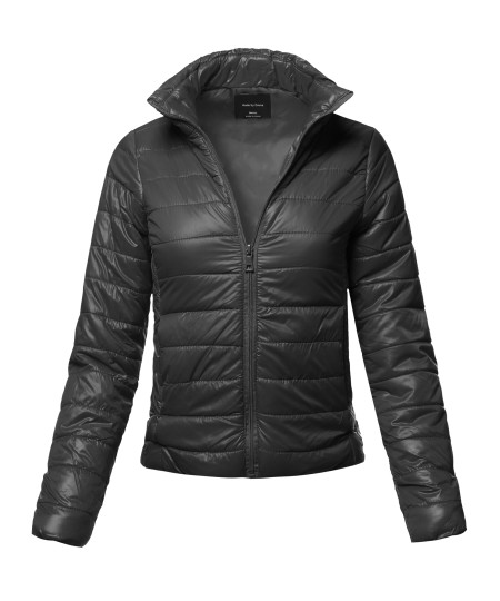 Women's Casual Basic Solid Comfortable Light Weight Quilted Padding Jacket