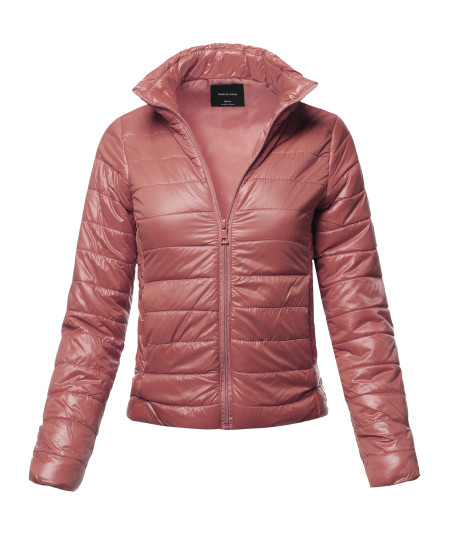 Women's Casual Basic Solid Comfortable Light Weight Quilted Padding Jacket