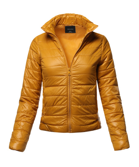 Women's Casual Basic Solid Comfortable Light Weight Quilted Padding Jacket