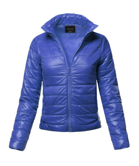 Women's Casual Basic Solid Comfortable Light Weight Quilted Padding Jacket