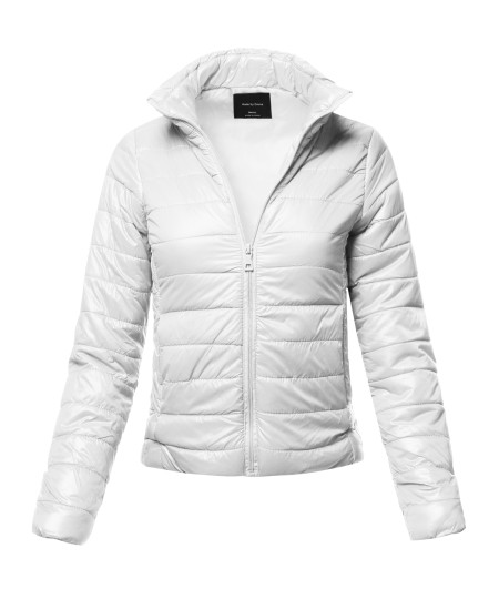 Women's Casual Basic Solid Comfortable Light Weight Quilted Padding Jacket