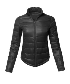 Women's Casual Basic Solid Comfortable Light Weight Poly Fill Pad Jacket
