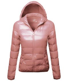 Women's Casual Basic Solid Comfortable Light Weight Poly Fill Hood Jacket