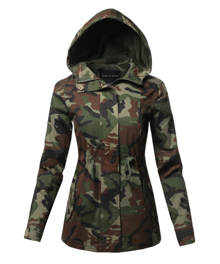 Women's Light weight Safari Hoodie Military Jacket Coat