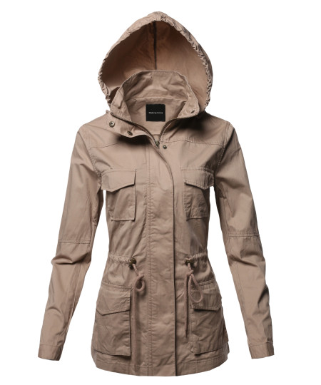 Women's Anorak Utility Safari Hoodie Cotton Jacket