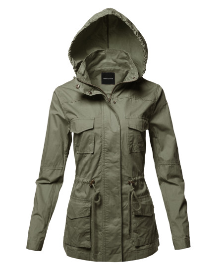 Women's Anorak Utility Safari Hoodie Cotton Jacket