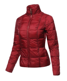 Women's Casual Solid Comfortable Light Weight Long Sleeve Quilted Padding Parka Jacket