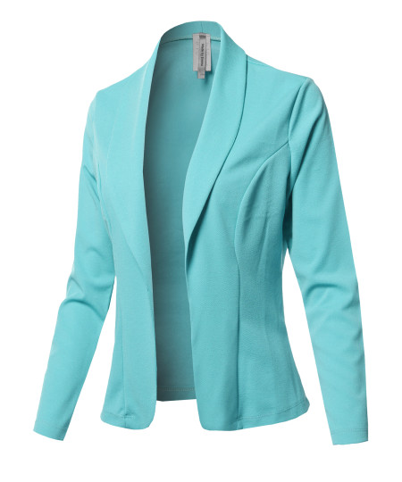 Women's Solid Long sleeve Open Front Office Blazer Jacket